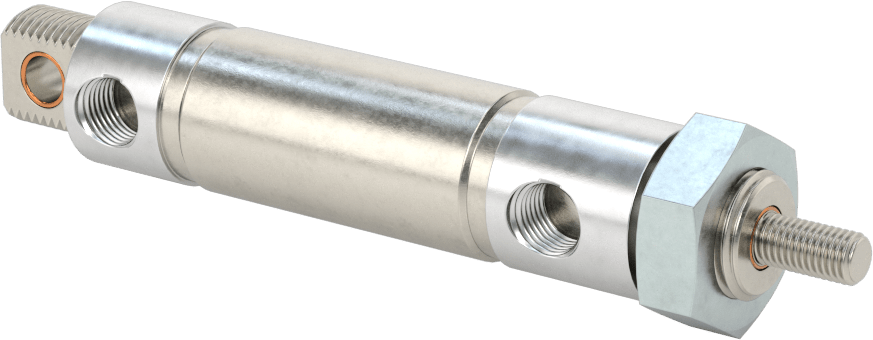 Ayarlanabilir Hava Yastıklı Yuvarlak Gövdeli Hava Silindiri, Çift Etkili, 3/4" Delik Boyutu, 1/2" Strok Uzunluğu