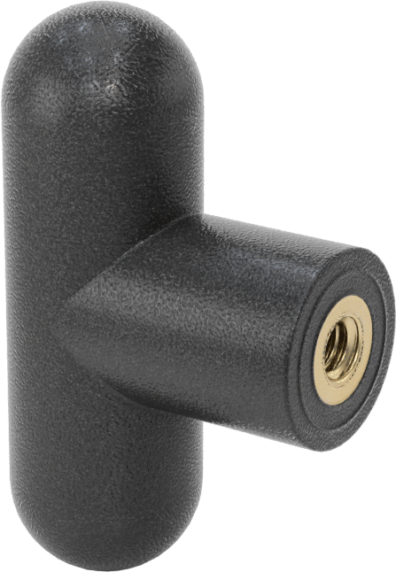İki Kollu Topuz, Polipropilen, 1/4"-20 Dişli Delik, 2-1/4" Genişlikte Başlık