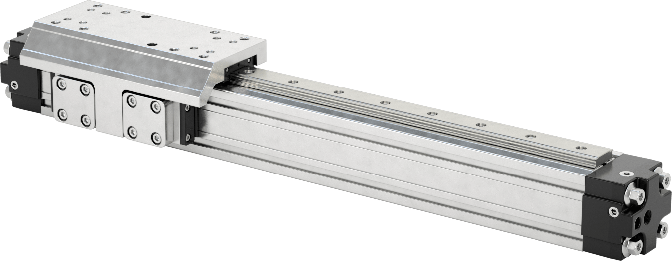 Yüksek Yük Çubuksuz Hava Sürgüsü, 1-1/4" Delik Boyutu, 12" Strok Uzunluğu
