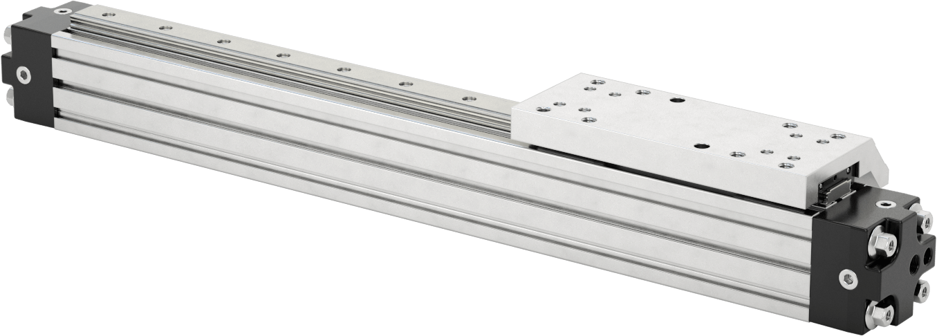 Yüksek Yük Çubuksuz Hava Sürgüsü, 1-1/4" Delik Boyutu, 12" Strok Uzunluğu