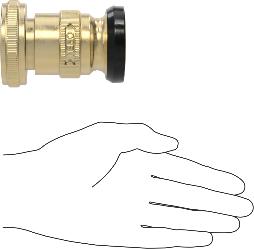 Yangın Söndürme Hortumu için Sprey/Akış Nozulu, Pirinç, 1-1/2 NPSH Dişi, 2-1/2" Çap