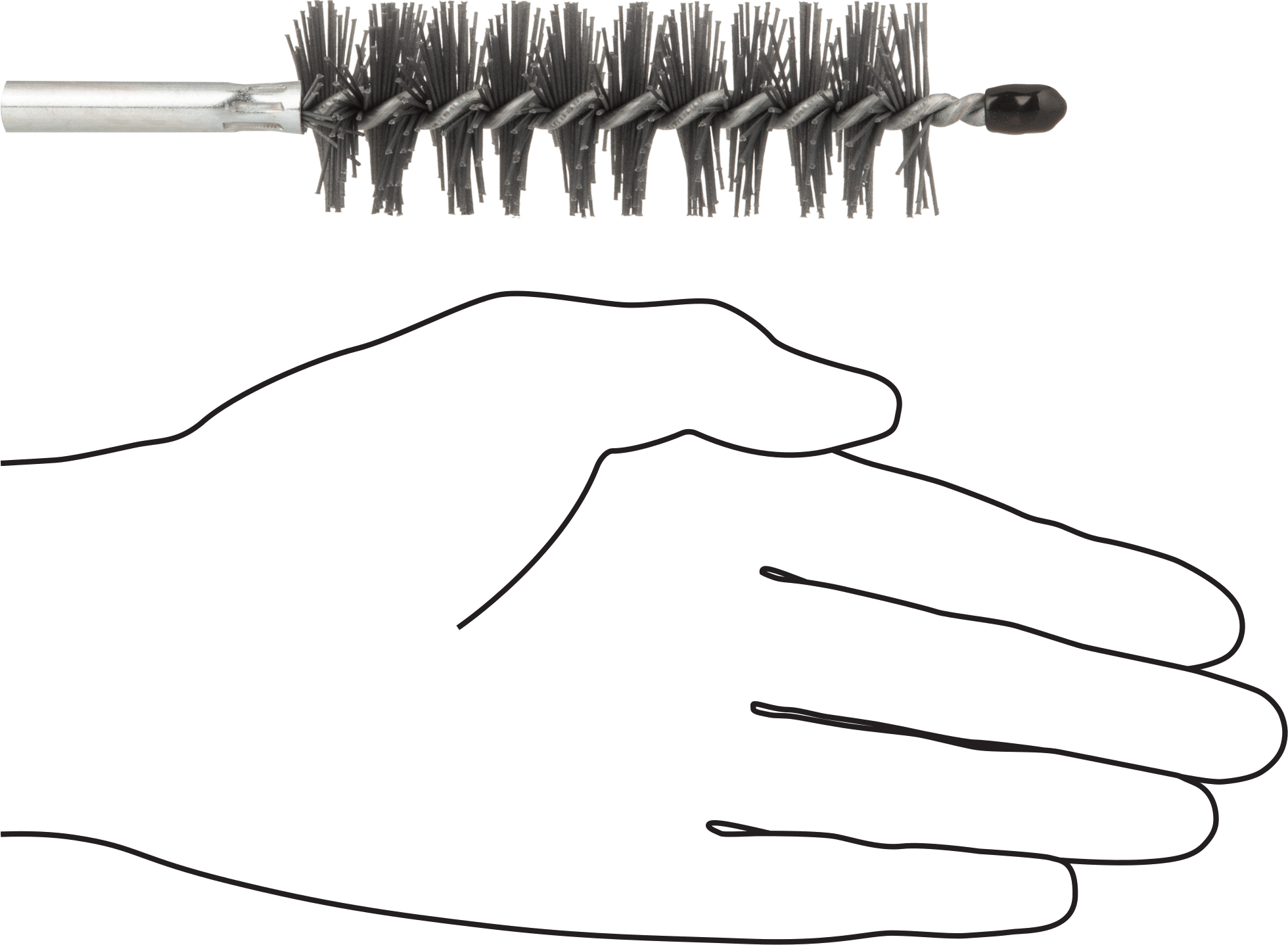 Aşındırıcı Naylon Dişli Şaftlı Tüp Fırça, 12-24 UNC Dişi Diş, 1-1/4" Çap