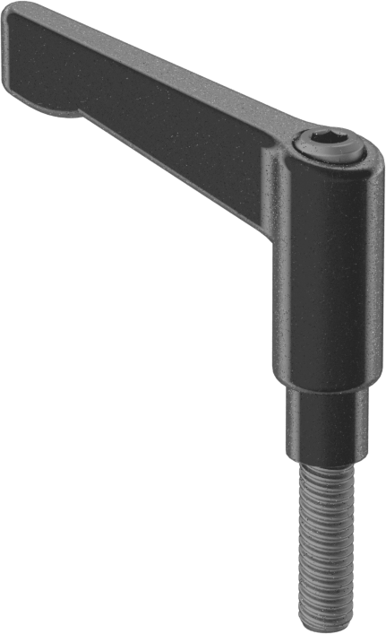 Toz Boyalı Çinko Ayarlanabilir Tutamak, 8-32 Diş Boyutu x 9/16" Uzunlukta Çelik Saplama, 1-3/16" Çıkıntı