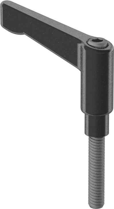 Toz Boyalı Çinko Ayarlanabilir Tutamak, 8-32 Diş Boyutu x 13/16" Uzunlukta Çelik Saplama ile, 1-3/16" Çıkıntı