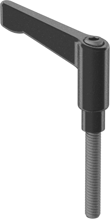 Toz Boyalı Çinko Ayarlanabilir Tutamak, 8-32 Diş Boyutu x 1" Uzunlukta Çelik Saplamalı, 1-3/16" Çıkıntı