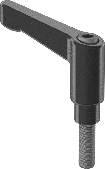 Toz Boyalı Çinko Ayarlanabilir Tutamak, 10-32 Dişli x 9/16" Uzunlukta Çelik Saplama, 1-3/16" Çıkıntı