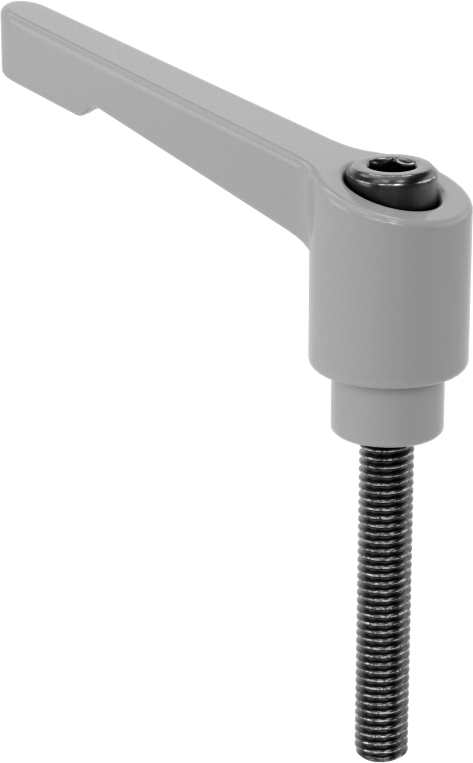 Toz Boyalı Çinko Ayarlanabilir Tutamak, 10-32 Diş Boyutu x 1-1/4" Uzunlukta Çelik Saplama ile, 1-5/16" Çıkıntı