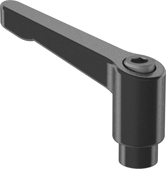 Toz Boyalı Çinko Ayarlanabilir Tutamak, 1/4"-20 Dişli Delikli, Siyah Oksit Embed, 1-5/16" Çıkıntı