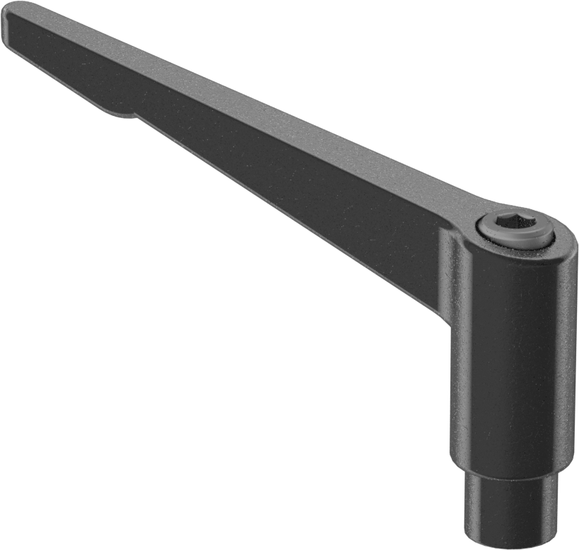 Toz Boyalı Çinko Ayarlanabilir Tutamak, 1/4"-20 Dişli Delikli, Siyah Oksit Embed, 1-3/4" Çıkıntı