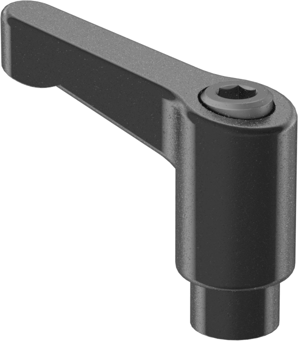 Toz Boyalı Çinko Ayarlanabilir Tutamak, 1/4"-20 Dişli Delikli, Siyah Oksit Embed, 1-3/16" Çıkıntı