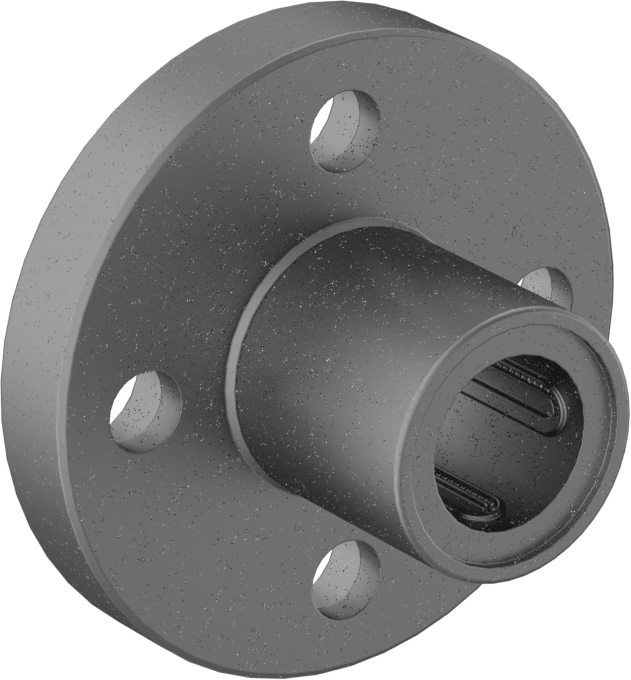 Flanş Montajlı Bilyalı Lineer Rulman, Yuvarlak Muhafazalı, 3/8" Mil Çapı, 7/8" x 1-1/2" x 1-1/2"