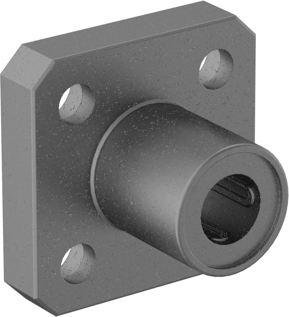Flanş Montajlı Bilyalı Lineer Rulman, Kare Flanşlı Muhafaza, 1/4" Mil Çapı için, 3/4" x 1" x 1"