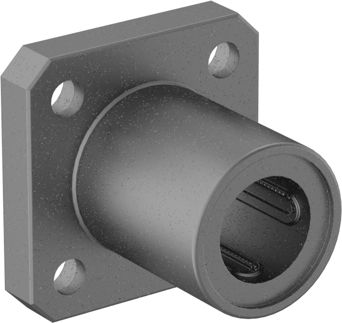 Flanş Montajlı Bilyalı Lineer Rulman, Kare Muhafaza ile, 1/2" Mil Çapı, 1-1/4" x 1-3/8" x 1-3/8"