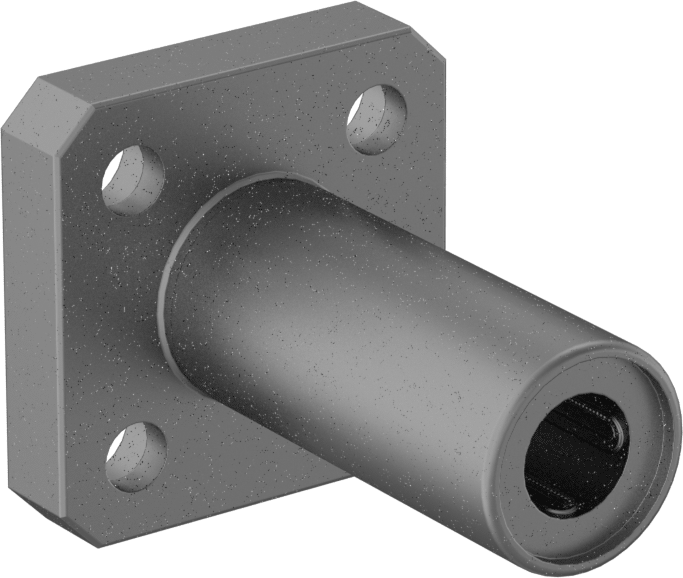Flanş Montajlı Bilyalı Lineer Rulman, Kare Flanşlı Muhafaza ile, 1/4" Mil Çapı, 1-3/8" x 1" x 1"