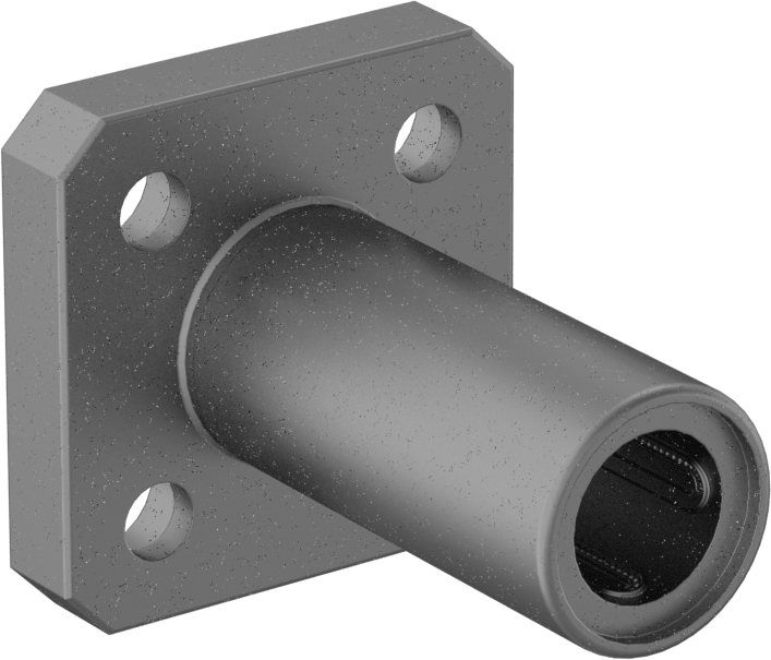 Flanş Montajlı Bilyalı Lineer Rulman, Kare Flanşlı Muhafaza ile, 1-5/8" Uzunluk, 1-1/4" Genişlik, 1-1/4" Yükseklik