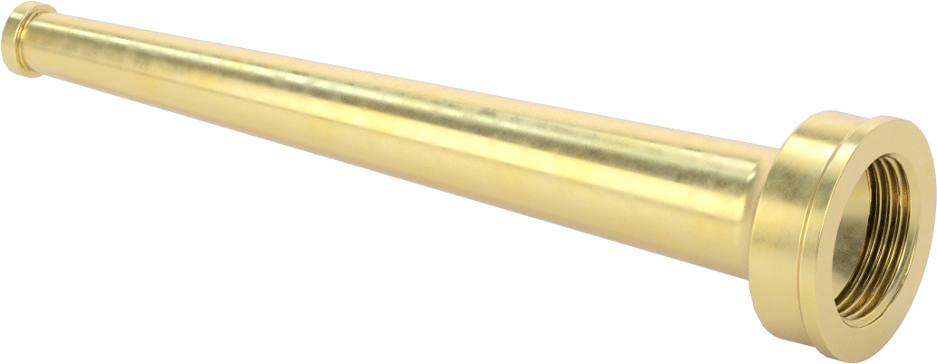 Yangın Söndürme Hortumu için Akış Nozulu, Hızlı Akış, Pirinç, 1 NPSH Dişi, 1-19/64" Çap, 8" Uzunluk
