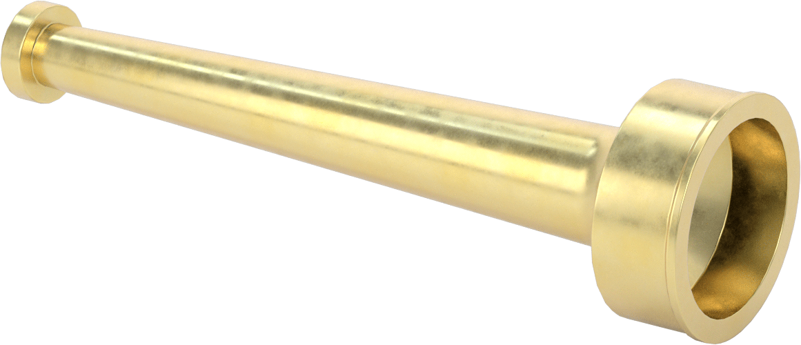 Yangın Söndürme Hortumu için Akış Nozulu, Hızlı Akış, Pirinç, 2-1/2 NPSH Dişi, 2-27/32" Çap, 12" Uzunluk