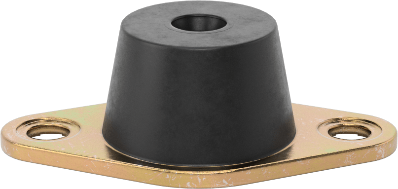 Neopren Titreşim Sönümleyici Cıvatalı Montaj, Çelik Taban ile, Arıza Emniyeti, 5/16"-18 Diş, 250 lbs. Kapasite