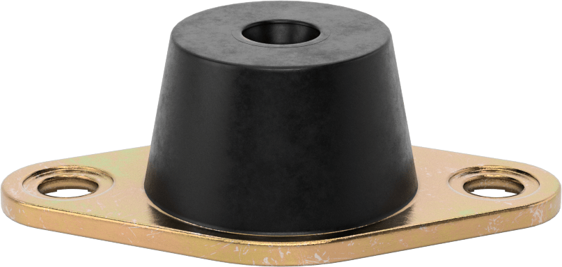Neopren Titreşim Sönümleyici Cıvatalı Montaj, Çelik Taban ile, Arıza Emniyeti, 5/16"-18 Diş, 340 lbs. Kapasite