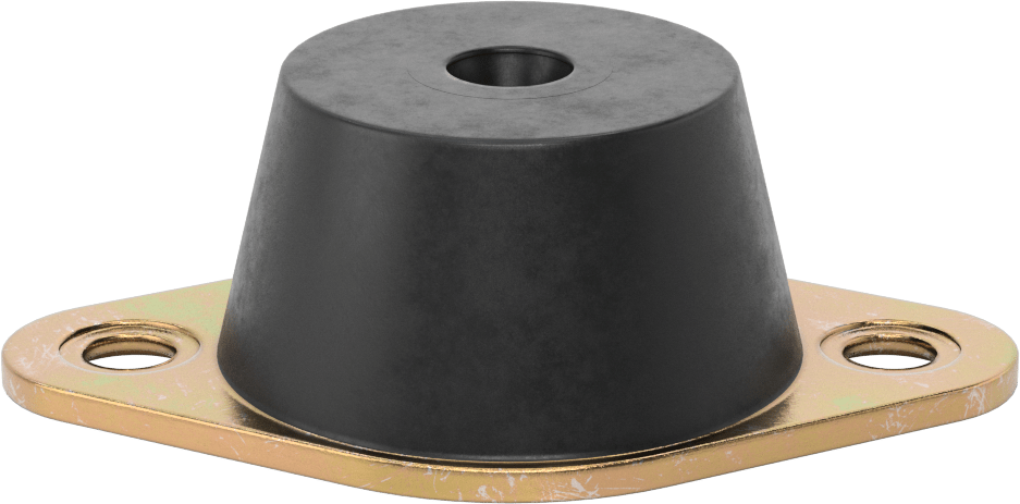Neopren Titreşim Sönümleyici Cıvatalı Montaj, Çelik Taban ile, Arıza Emniyeti, 1/2"-13 Diş Boyutu, 470 lbs. Kapasite