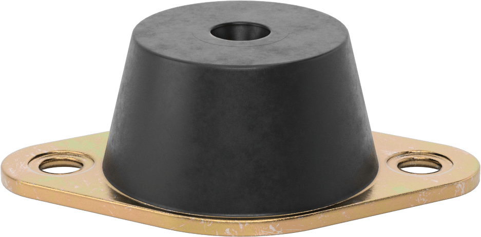Neopren Titreşim Sönümleyici Cıvatalı Montaj, Çelik Taban ile, Arıza Emniyeti, 1/2"-13 Diş Boyutu, 940 lbs. Kapasite