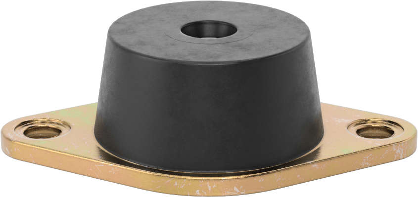 Neopren Titreşim Sönümleyici Cıvatalı Montaj, Çelik Taban ile, Arıza Emniyeti, 3/8"-16 Diş Boyutu, 750 lbs. Kapasite