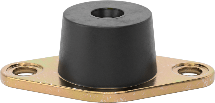 Neopren Titreşim Sönümleyici Cıvatalı Montaj, Çelik Taban ile, Arıza Emniyeti, 1/4"-20 Diş Boyutu, 46 lbs. Kapasite