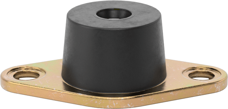 Neopren Titreşim Sönümleyici Cıvatalı Montaj, Çelik Taban ile, Arıza Emniyeti, 1/4"-20 Diş Boyutu, 85 lbs. Kapasite