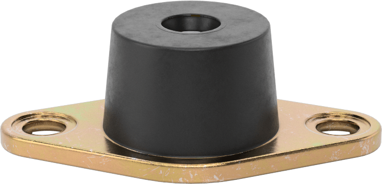 Neopren Titreşim Sönümleyici Cıvatalı Montaj, Çelik Taban ile, Arıza Emniyeti, 1/4"-20 Diş Boyutu, 115 lbs. Kapasite