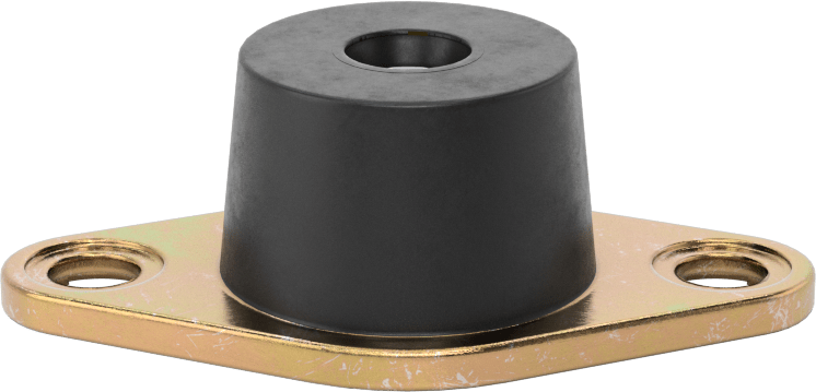 Neopren Titreşim Sönümleyici Cıvatalı Montaj, Çelik Taban ile, Arıza Emniyeti, 1/4"-20 Diş Boyutu, 135 lbs. Kapasite
