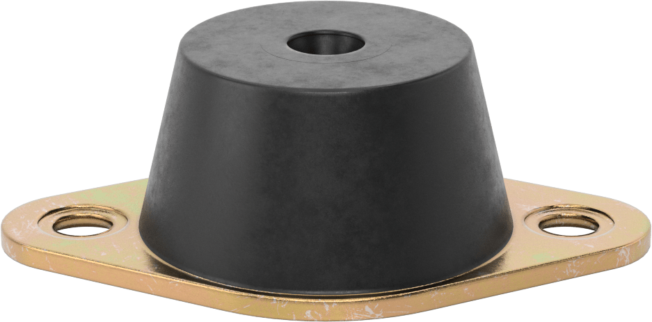 Neopren Titreşim Sönümleyici Cıvatalı Montaj, Çelik Taban ile, Arıza Emniyeti, M12 x 1,75 mm Boyut, 715 lbs. Kapasite