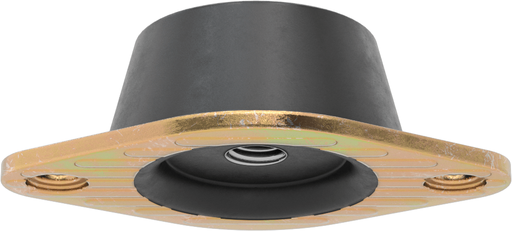 Neopren Titreşim Sönümleyici Cıvatalı Montaj, Çelik Taban ile, Arıza Emniyeti, 3/4"-10 Diş Boyutu, 900 lbs. Kapasite
