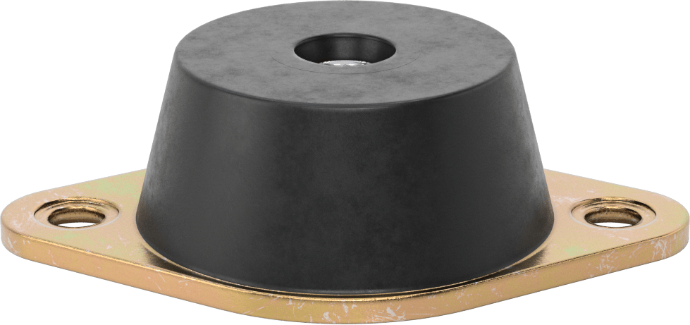 Neopren Titreşim Sönümleyici Cıvatalı Montaj, Çelik Taban ile, Arıza Emniyeti, 3/4"-10 Diş Boyutu, 900 lbs. Kapasite