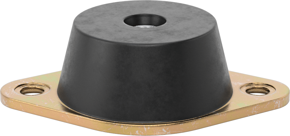 Neopren Titreşim Sönümleyici Cıvatalı Montaj, Çelik Taban ile, Arıza Emniyeti, 3/4"-10 Diş, 1105 lbs. Kapasite