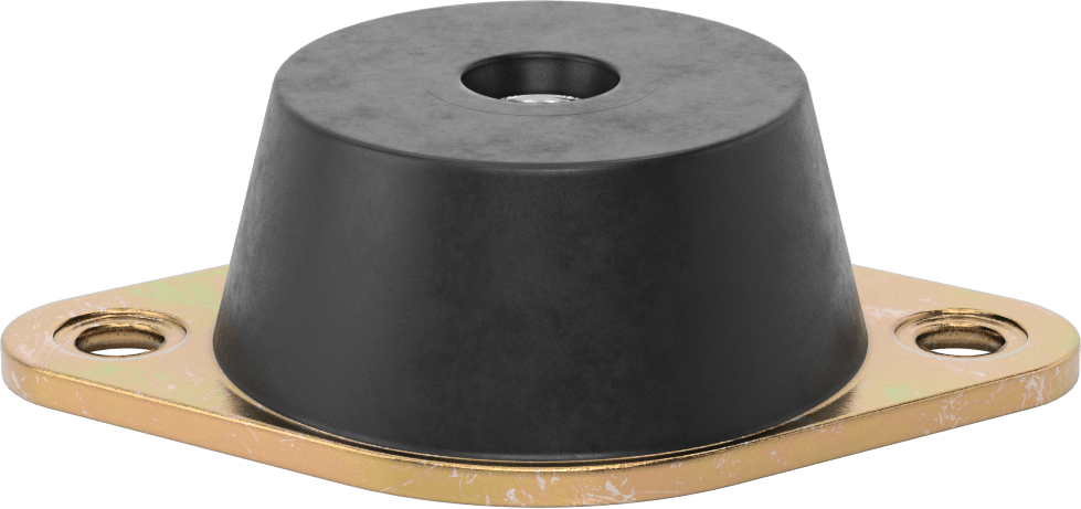 Neopren Titreşim Sönümleyici Cıvatalı Montaj, Çelik Taban ile, Arıza Emniyeti, 3/4"-10 Diş, 1630 lbs. Kapasite