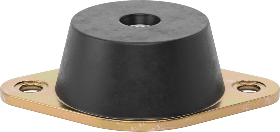 Neopren Titreşim Sönümleyici Cıvatalı Montaj, Çelik Taban ile, Arıza Emniyeti, 3/4"-10 Diş, 2500 lbs. Kapasite