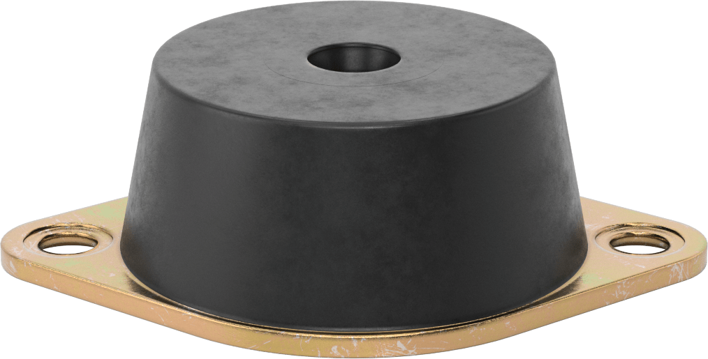 Neopren Titreşim Sönümleyici Cıvatalı Montaj, Çelik Taban ile, Arıza Emniyeti, 3/4"-10 Diş, 2270 lb. Kapasite
