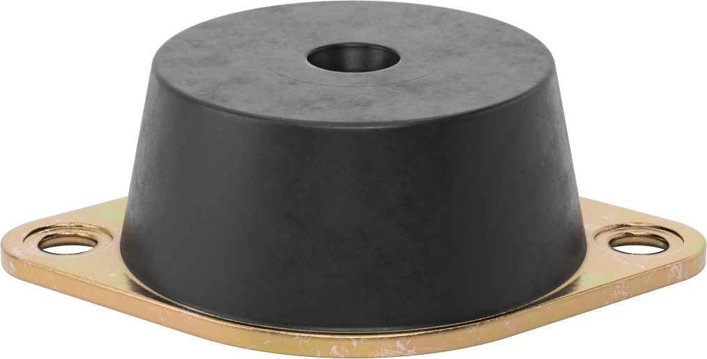 Neopren Titreşim Sönümleyici Cıvatalı Montaj, Çelik Taban ile, Arıza Emniyeti, 3/4"-10 Diş, 3520 lb. Kapasite