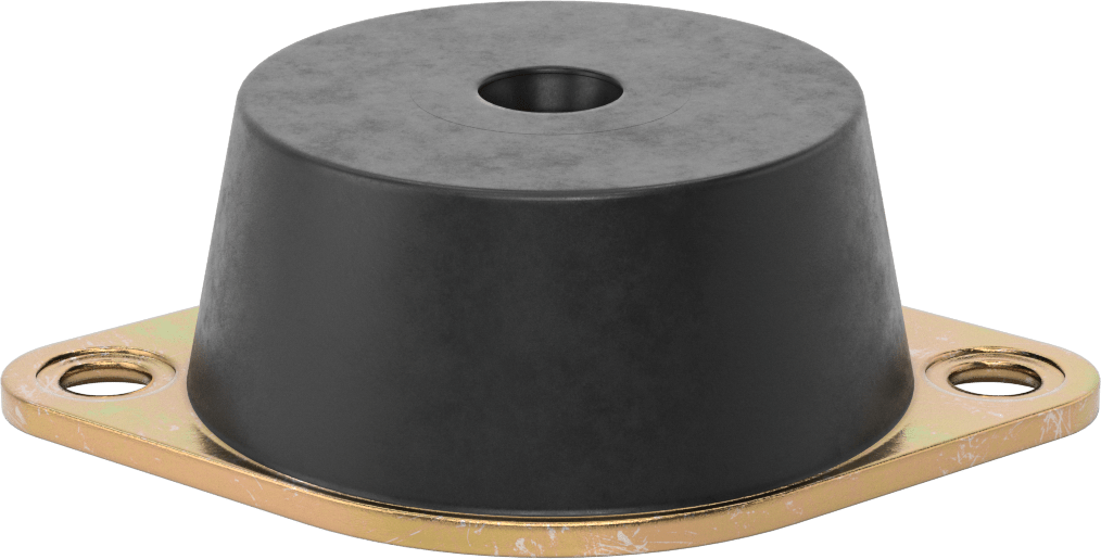 Neopren Titreşim Sönümleyici Cıvatalı Montaj, Çelik Taban ile, Arıza Emniyeti, 3/4"-10 Diş, 6600 lbs. Kapasite