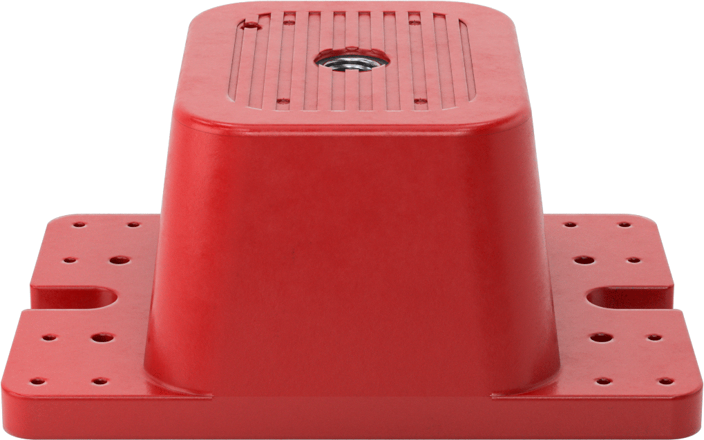 Neopren Titreşim Sönümleyici Cıvatalı Montaj, Çelik Taban ile, Kırmızı, 1/2"-13, 2250 lb Kapasite, 2,75 inç Yükseklik