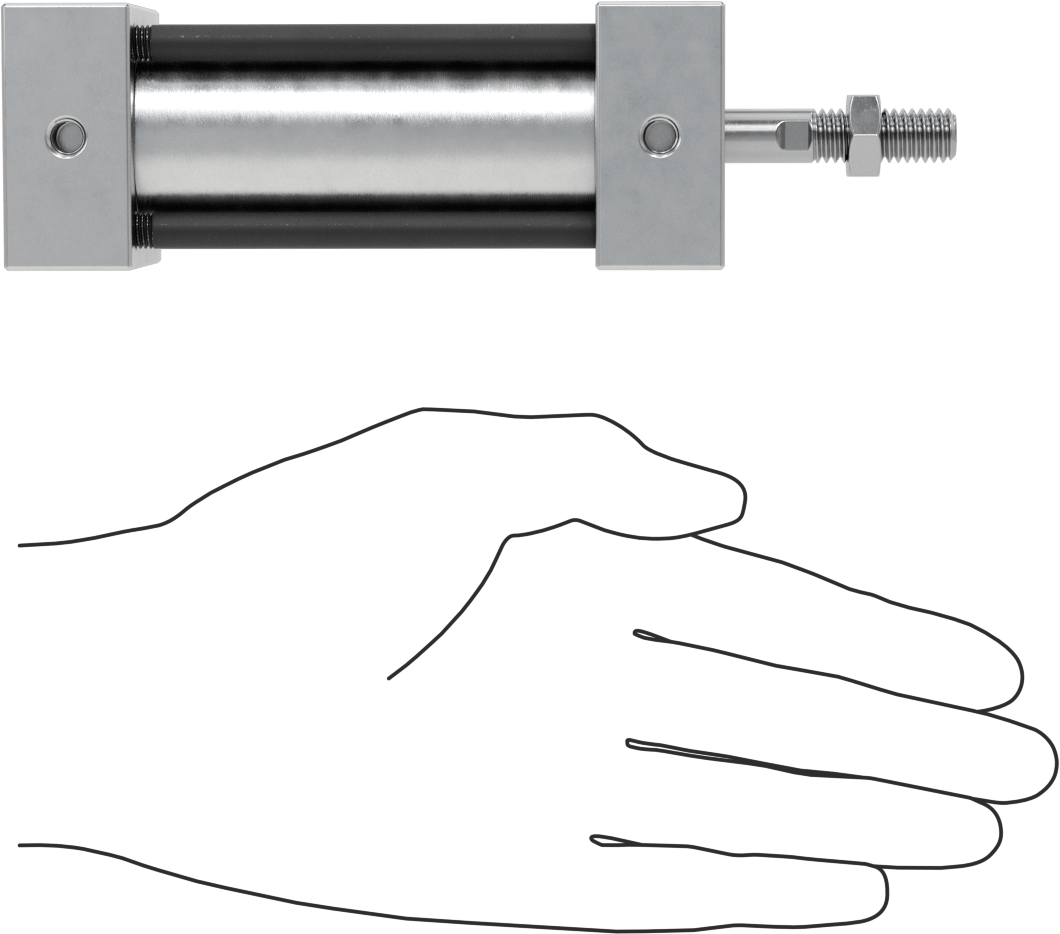 Bağlantı Çubuğu Hava Silindiri, Çift Etkili, 1-1/4" Delik Boyutu, 1-13/16" Genişlik, 2" Strok