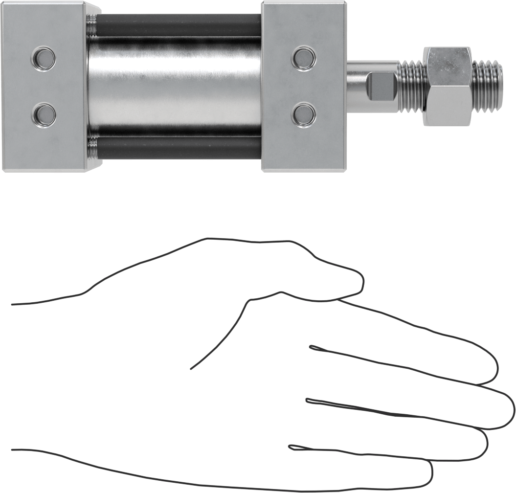 Bağlantı Çubuğu Hava Silindiri, Çift Etkili, 1-3/4" Delik Boyutu, 2-3/8" Genişlik, 1" Strok Uzunluğu