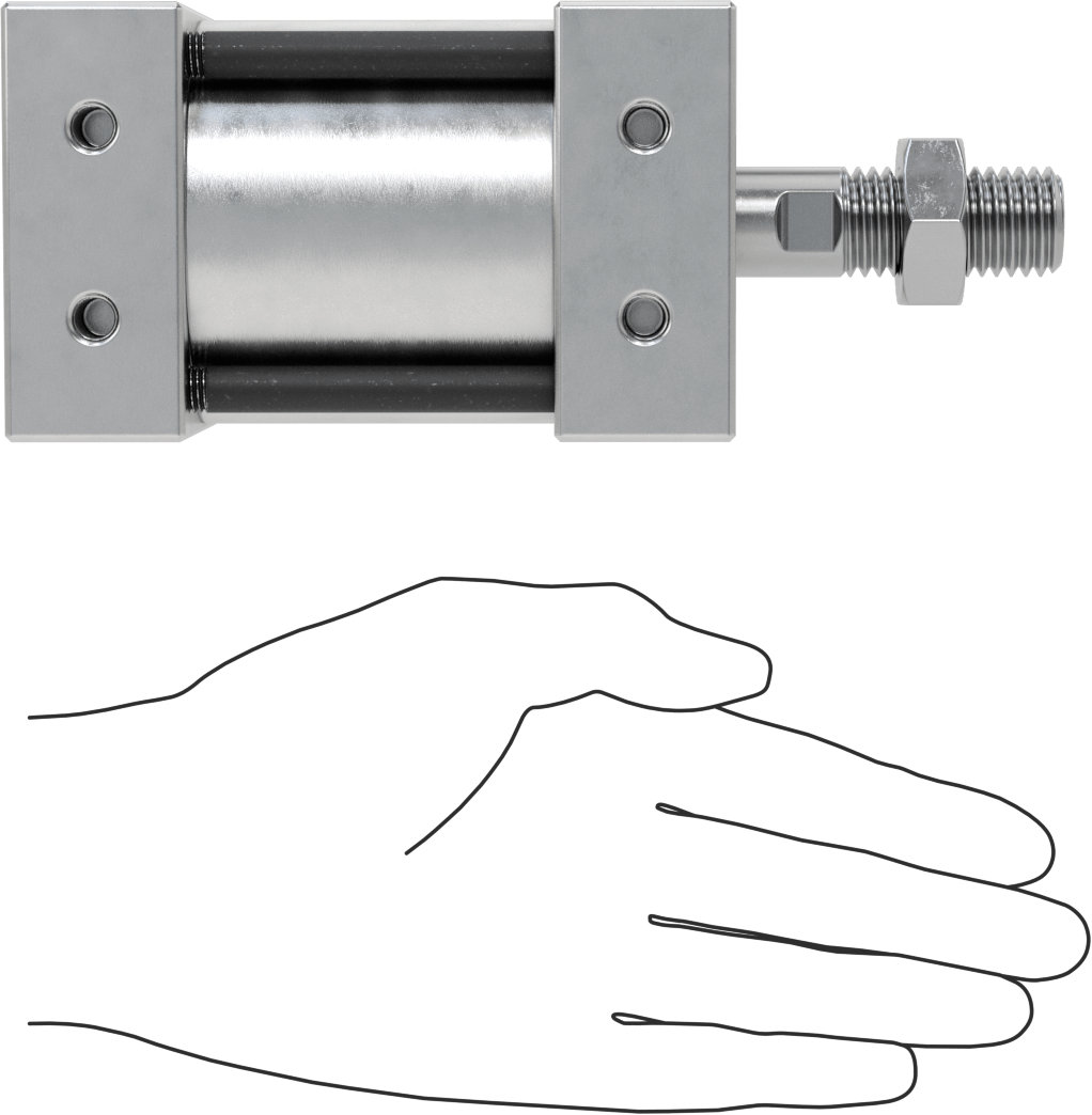 Bağlantı Çubuğu Hava Silindiri, Çift Etkili, 2-1/2" Delik Boyutu, 2-7/8" Genişlik, 1" Strok Uzunluğu