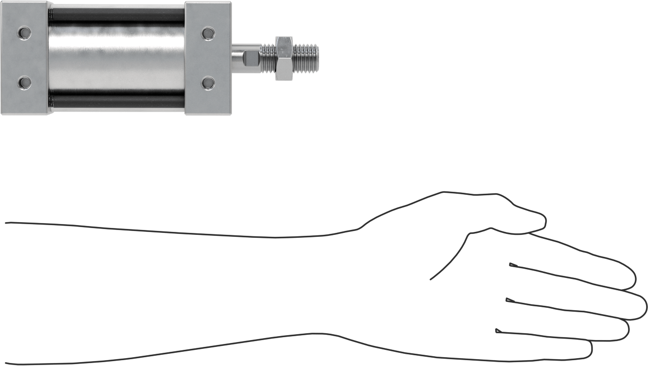 Bağlantı Çubuğu Hava Silindiri, Çift Etkili, 2-1/2" Delik Boyutu, 2-7/8" Genişlik, 2" Strok Uzunluğu