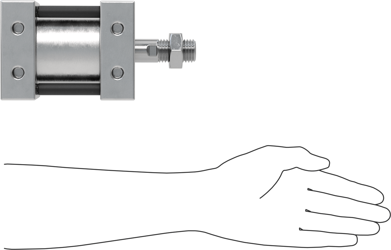 Bağlantı Çubuğu Hava Silindiri, Çift Etkili, 3-1/2" Delik Boyutu, 4-1/8" Genişlik, 1" Strok Uzunluğu