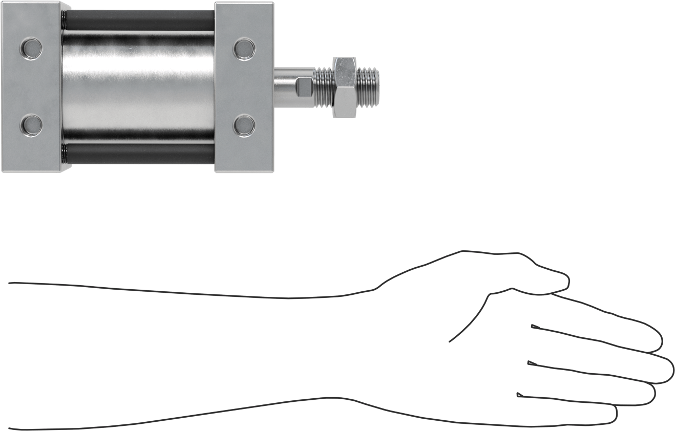 Bağlantı Çubuğu Hava Silindiri, Çift Etkili, 3-1/2" Delik Boyutu, 4-1/8" Genişlik, 2" Strok Uzunluğu