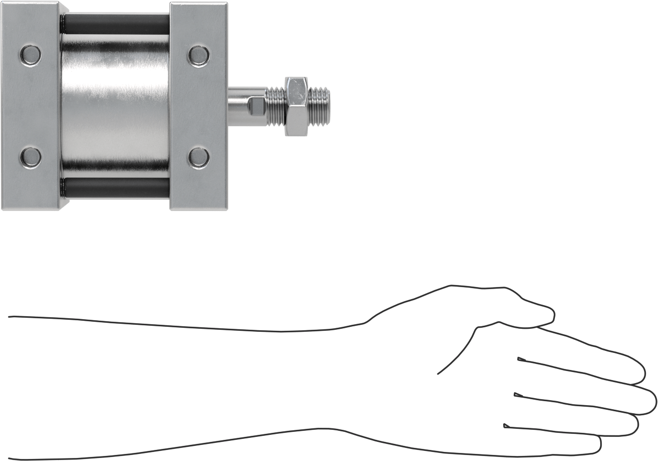 Bağlantı Çubuğu Hava Silindiri, Çift Etkili, 4-1/2" Delik Boyutu, 5-1/8" Genişlik, 1" Strok Uzunluğu