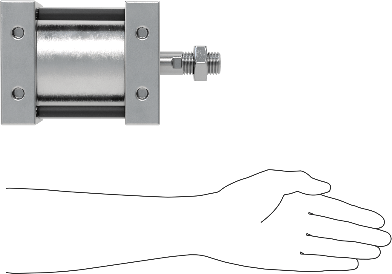 Bağlantı Çubuğu Hava Silindiri, Çift Etkili, 4-1/2" Delik Boyutu, 5-1/8" Genişlik, 2" Strok Uzunluğu