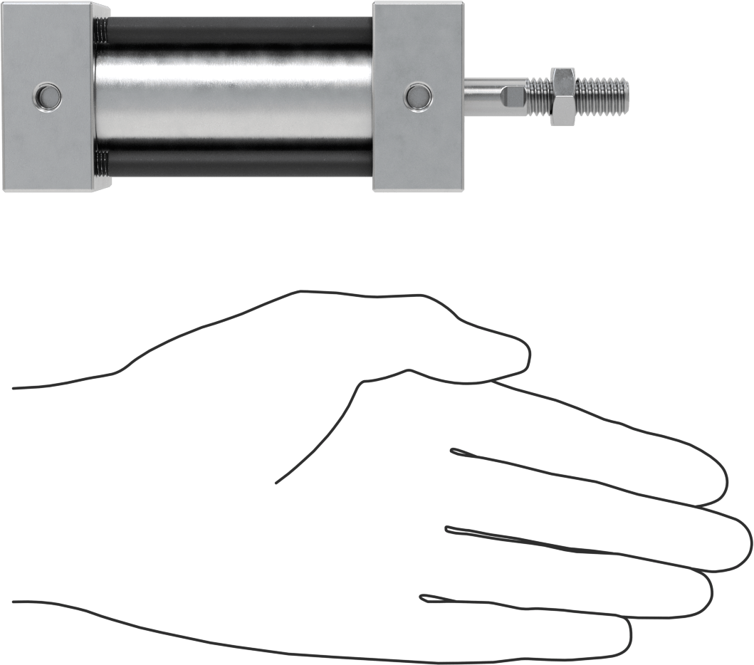 Bağlantı Çubuğu Hava Silindiri, Çift Etkili, 1-1/4" Delik, 1-13/16" Genişlik, 1-1/2" Strok