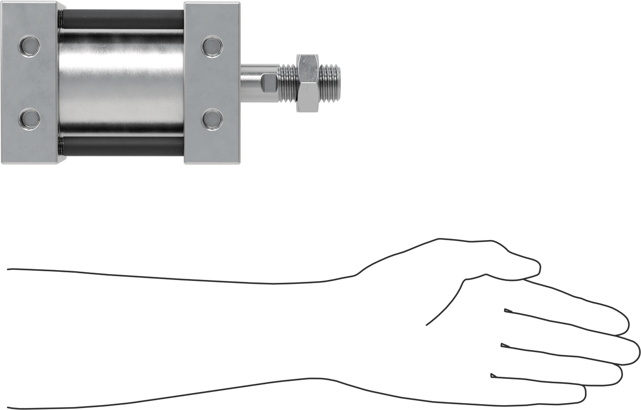 Bağlantı Çubuğu Hava Silindiri, Çift Etkili, 3-1/2" Delik, 4-1/8" Genişlik, 1-1/2" Strok